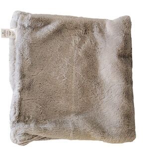 Reversible Faux Fur Knit Plush Neck Warmer Scarf Buff Gaiter Snood Soft Silver